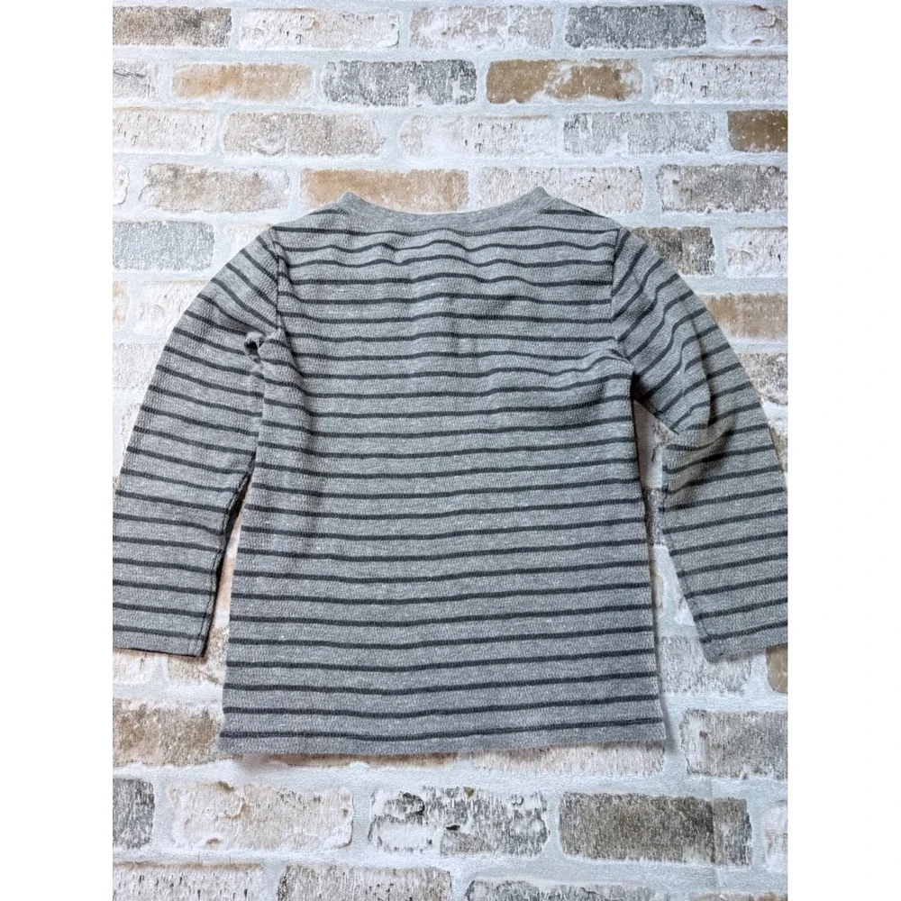 Cat & Jack Toddler Boys Grey Striped‎ Long Sleeve Henley Shirt Size 5T